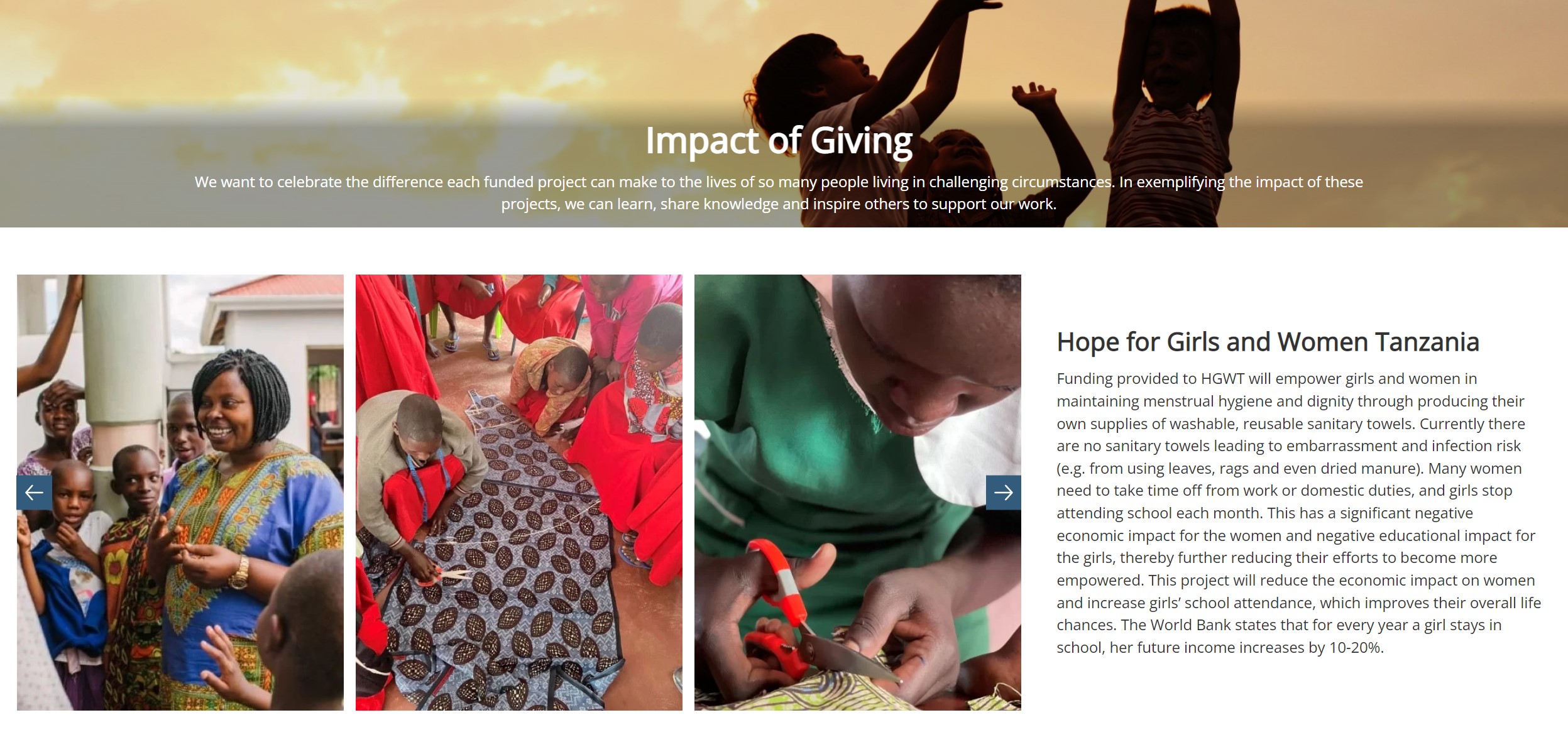 Image of the impact of giving for HOPE